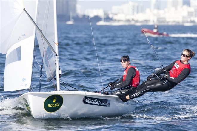 In second place, Day Three, Hannah Mills and Saskia Clark (GBR), 470-Women - Rolex Miami OCR ©  Rolex/Daniel Forster http://www.regattanews.com